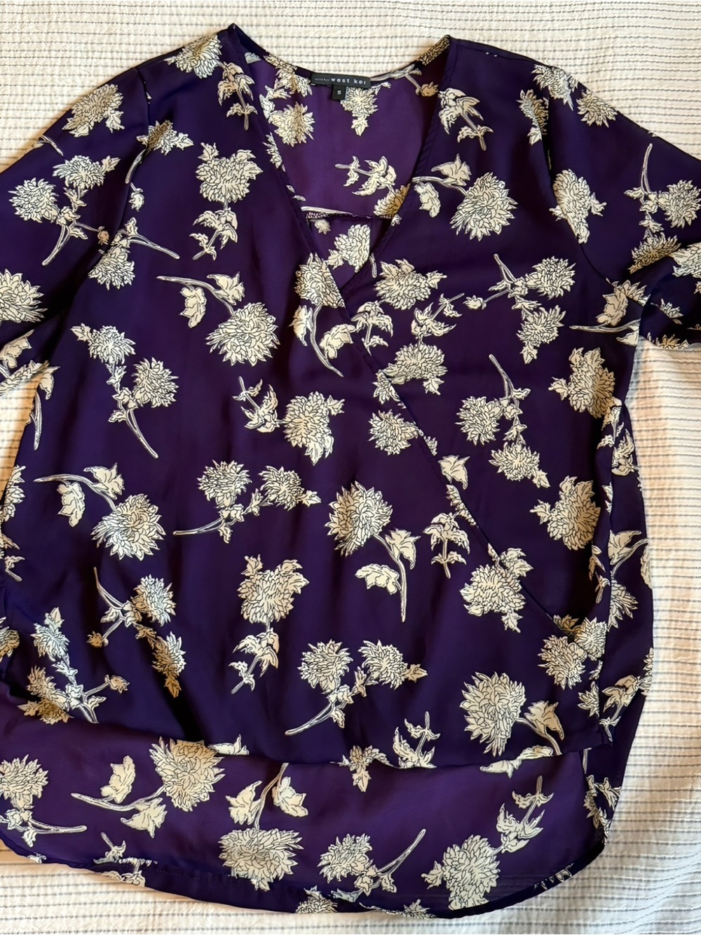 West Kei Purple Floral V-Neck Blouse